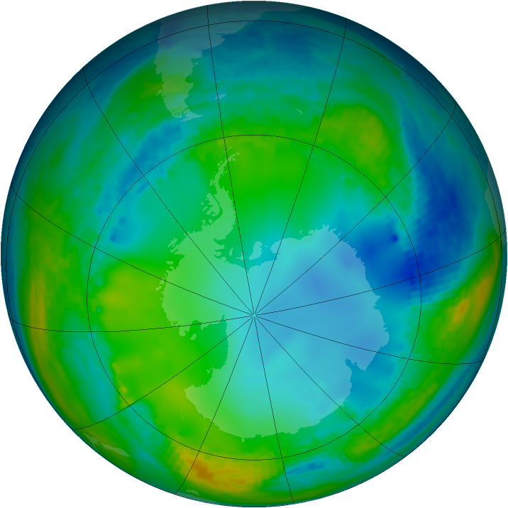 Antarctic ozone map for 13 July 2004